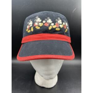 Disney Parks Hat Mickey Mouse Cadet Cap Military Style Black Red Youth